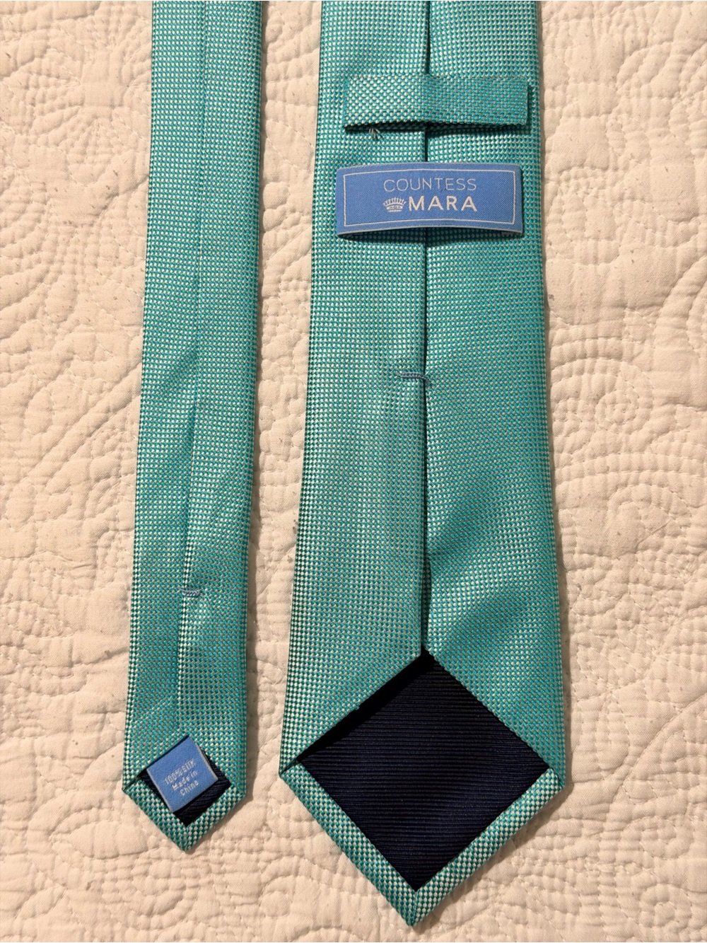 Countess Mara Teal Silk Tie | 100% Silk Micro Pattern Necktie